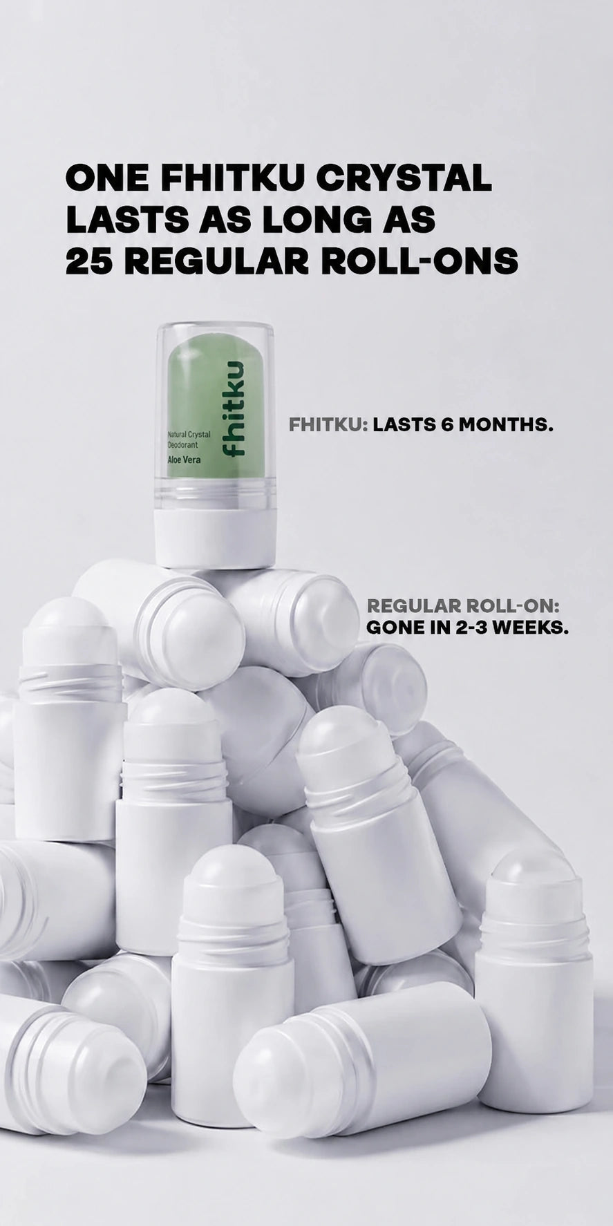 Alum Infused Crystal Roll-On Stick - Aloevera